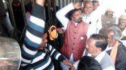 the angry farmers locked on the collectorate gate
