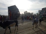 Uncontrolled truck hang on the bridge in Panna
