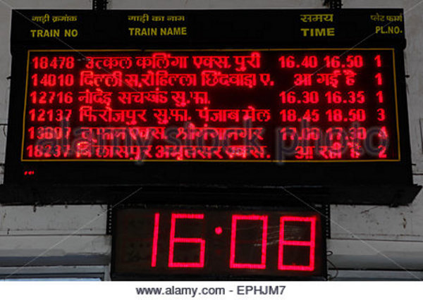 electronic display board in railway station