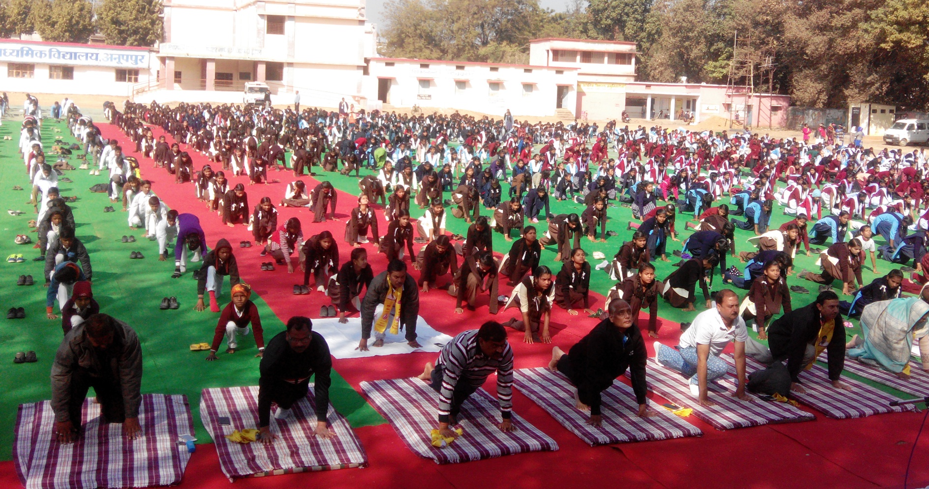 The students also accompanied the Surya Namaskar