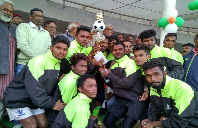 Winner team with trophy