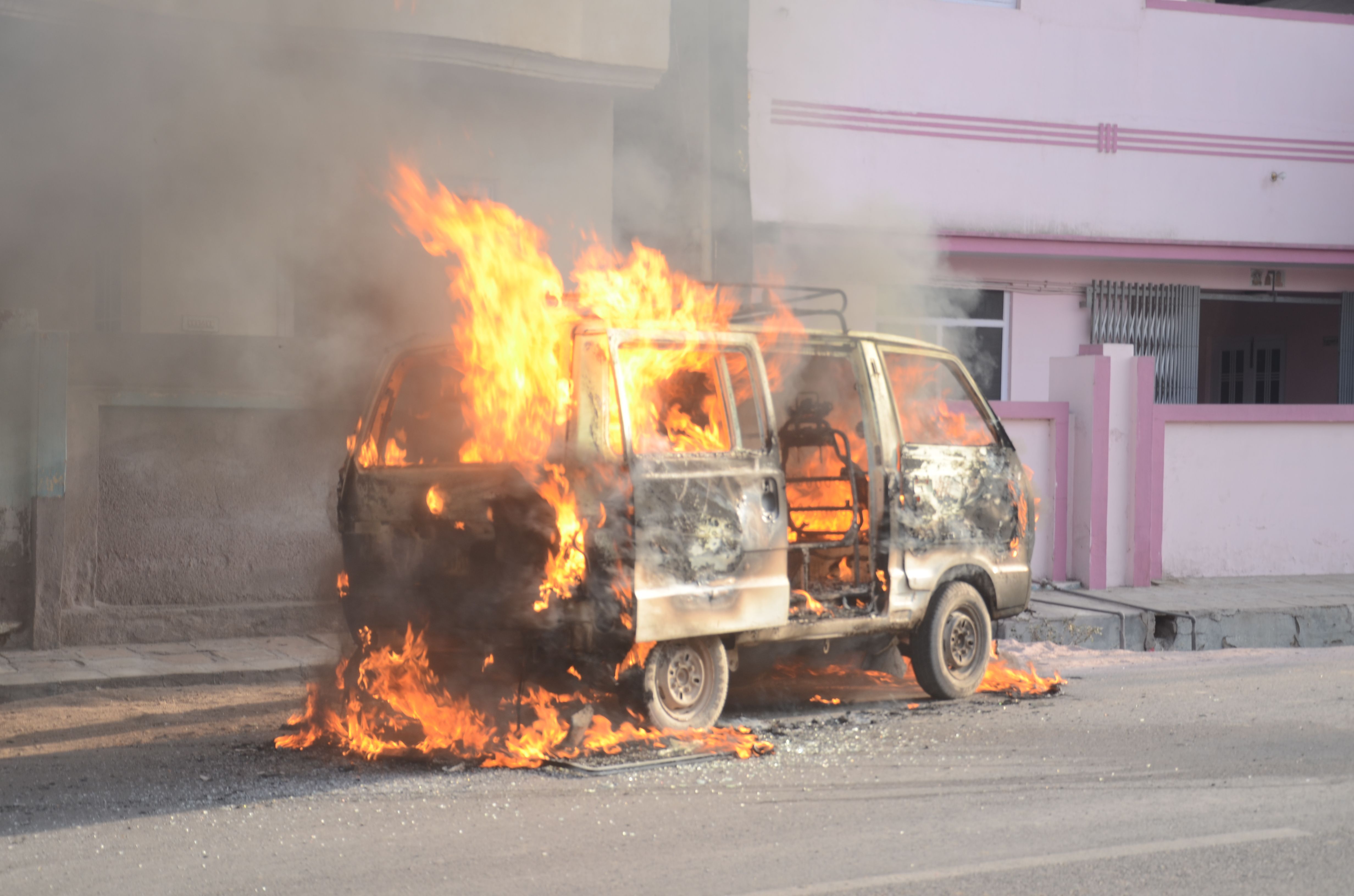 burning van