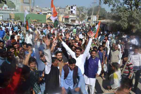 Photos of celebration of congress party in alwar
