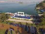 people gathered to enjoy bird fair festival at anasagar lake