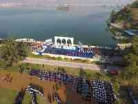 people gathered to enjoy bird fair festival at anasagar lake