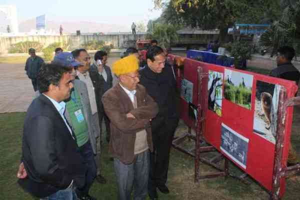 people gathered to enjoy bird fair festival at anasagar lake
