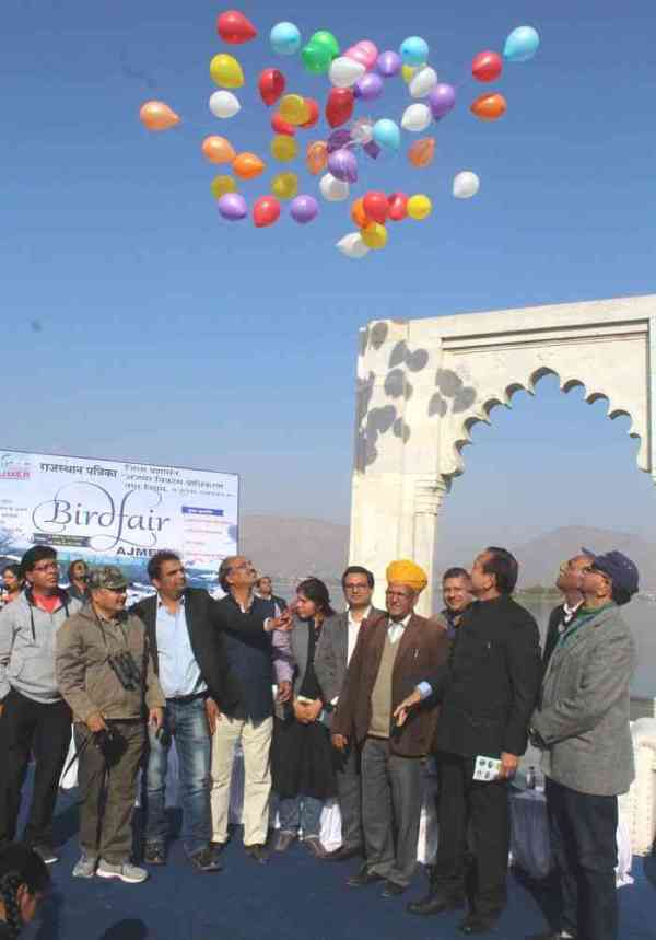 people gathered to enjoy bird fair festival at anasagar lake