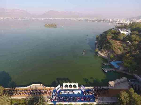 people gathered to enjoy bird fair festival at anasagar lake