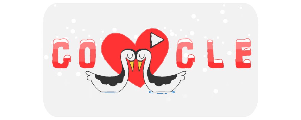 गूगल का डूडल : valentines day पर ‘प्यार के पंछी’ कर रहे स्केटिंग