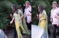 Madhuri dixit spotted after shooting a holi sequence at Versova