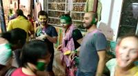 Foreigners enjoyed Holi Festival