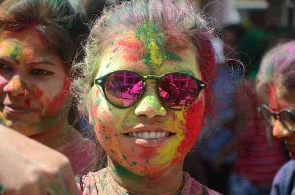 college girls holi celebration