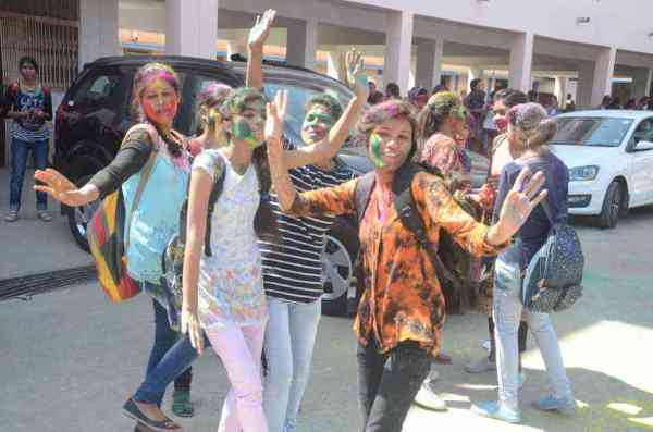 college girls holi celebration