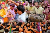BJP workers played Holi with PM Modi and CM Shivraj singh in Jabalpur,jbp,bjp news,BJP,madhya pradesh bjp president,BJP President Amit Shah,Amit Shah,Madhya Pradesh CM Shivraj Singh Chouhan,CM Shivraj Singh,Cm Shivraj Singh Chouhan,pm modi,PM Narendra Modi,Prime Minister Narendra Modi,Holi 2018,celebrate Holi,bjp celebrate holi ,Holi celebration,holi celebration in jabalpur,Jabalpur,jabalpur mp rakesh singh,