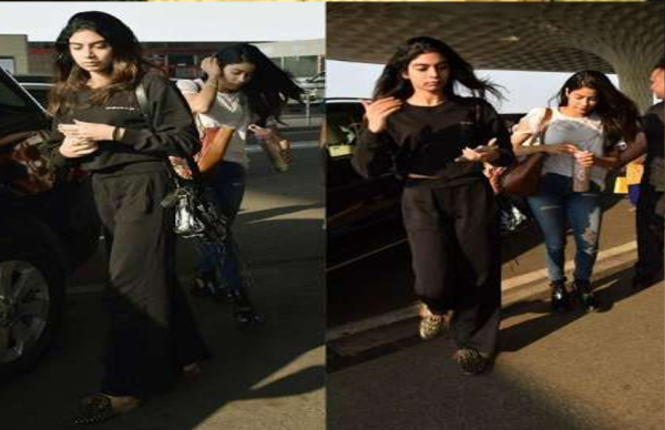 मां की प्रेयर मीट में जाती जाह्नवी और खुशी एयरपोर्ट पर दिखी इस लुक में