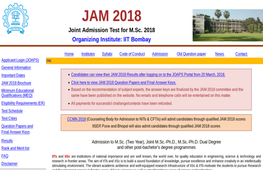 Joint Admission Test for M.Sc. 2018, IIT JAM Result 2018 ,  IIT JAM 2018 Result,  iit,jam 2018,iit jam 2018,result,gate 2018,gate 2018 score card, Joint Admission Test for M.Sc. Result 2018, 