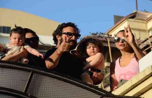 बिना T-SHIRT के पापा सैफ की गोद में दिखे क्यूट तैमूर, बहन इनाया भी दिखी साथ