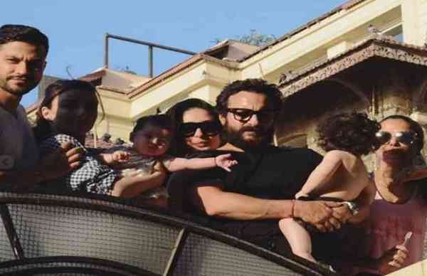 बिना T-SHIRT के पापा सैफ की गोद में दिखे क्यूट तैमूर, बहन इनाया भी दिखी साथ