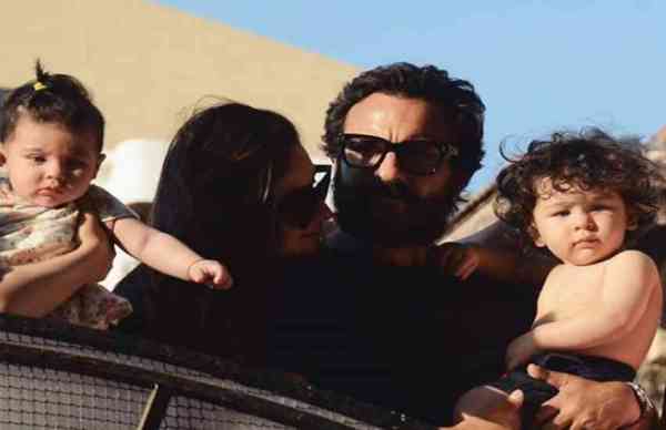 बिना T-SHIRT के पापा सैफ की गोद में दिखे क्यूट तैमूर, बहन इनाया भी दिखी साथ