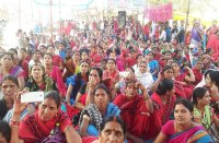Aaganwadi worker at strike