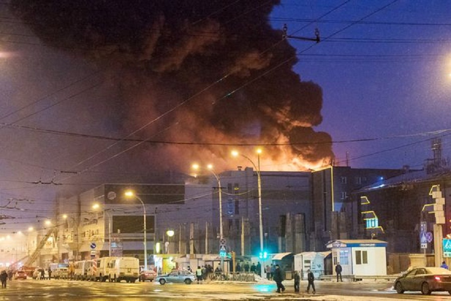 Fire,accident,Russia,cinema halls,shopping complex,Fire brigade was on fire control,