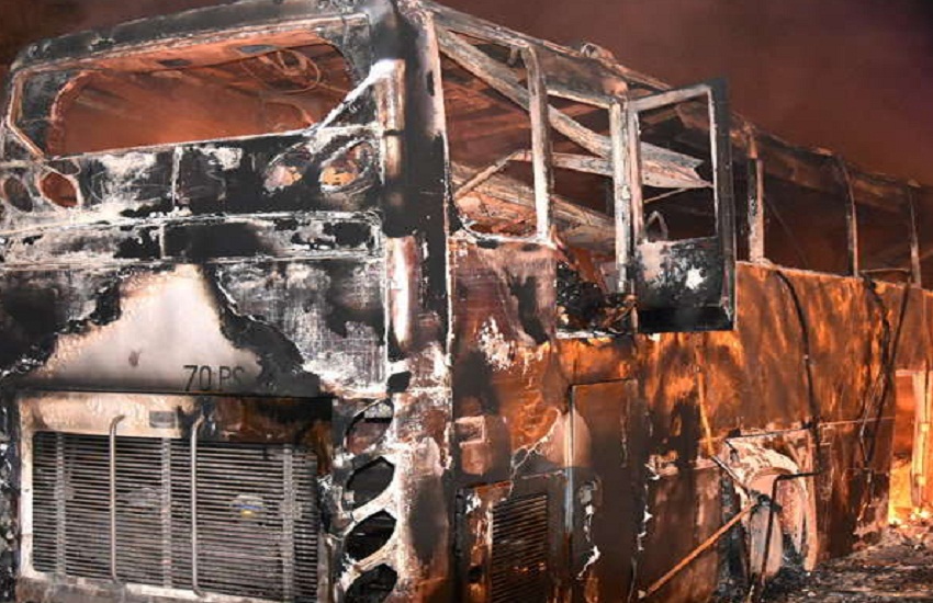 fire on bus