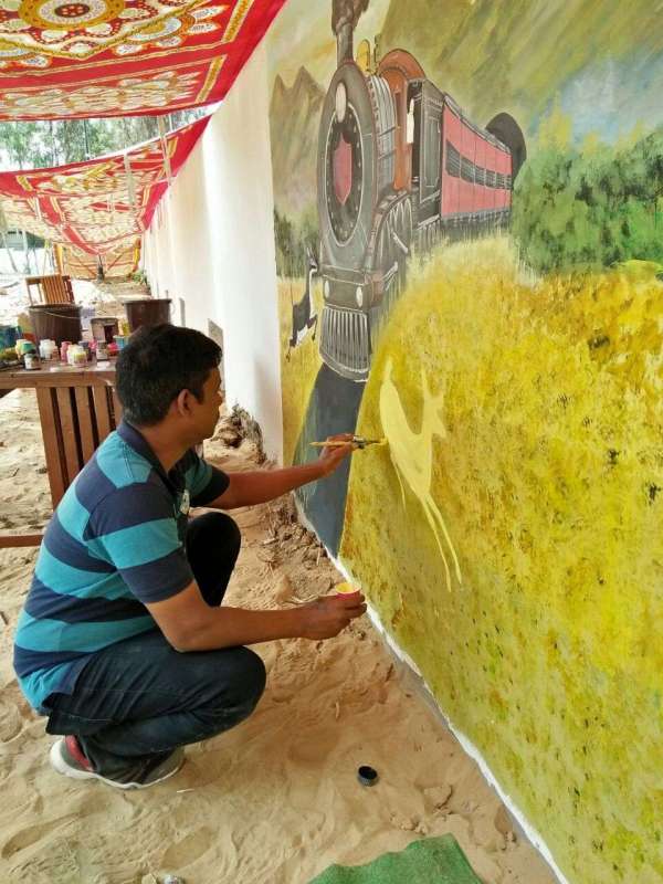 pics of Railway History on the walls of Rail Museum