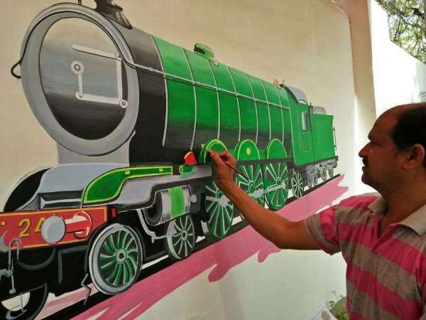 pics of Railway History on the walls of Rail Museum
