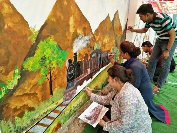 pics of Railway History on the walls of Rail Museum