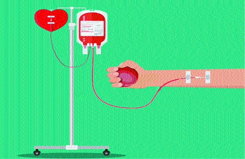 Whole blood being donated to the patient without need