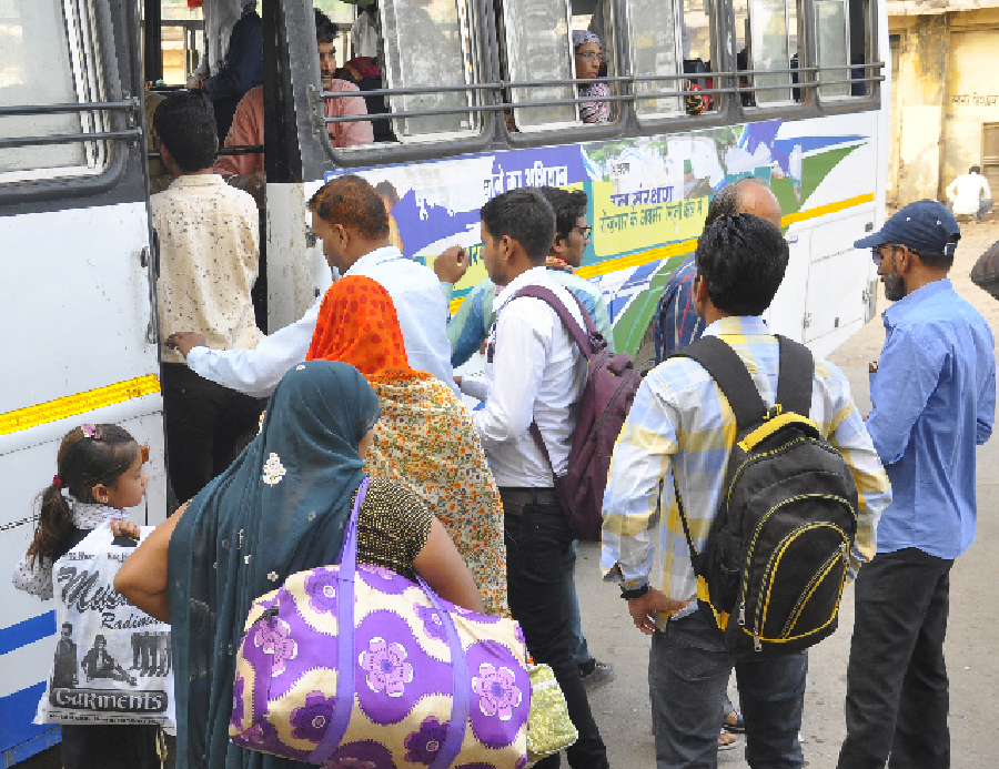 Bundi Buses running on the local route of the premises closed