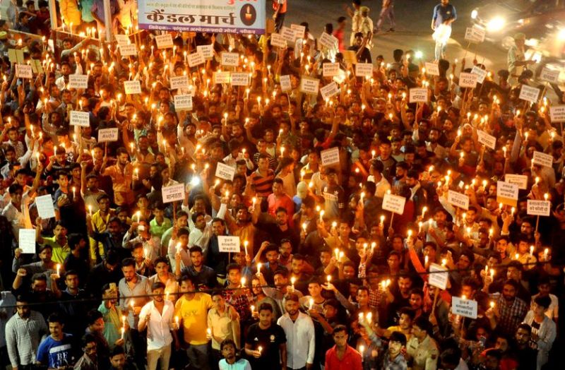 protest for kathua gang rape case in sikar