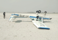 Glider mini plane Emergency landing On banks of river Saryu Raunahi
