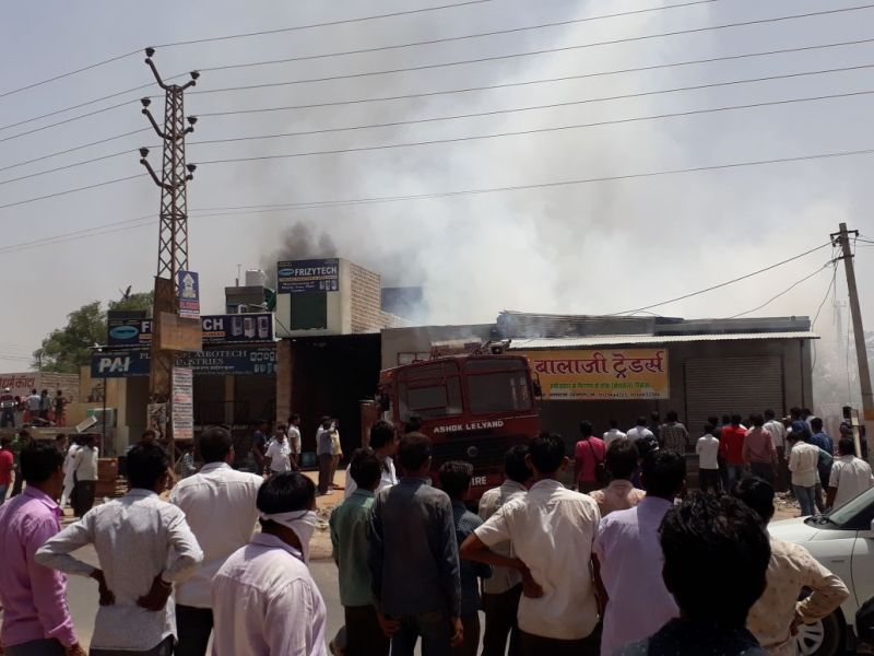 Fire in three shops in Jodhpur's Basni