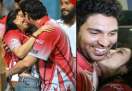 Chris Gayle,IPL,Yuvraj Singh,reaction,players reaction,hug him,Kings XI Punjab,Preety Zinta,ipl 2018,