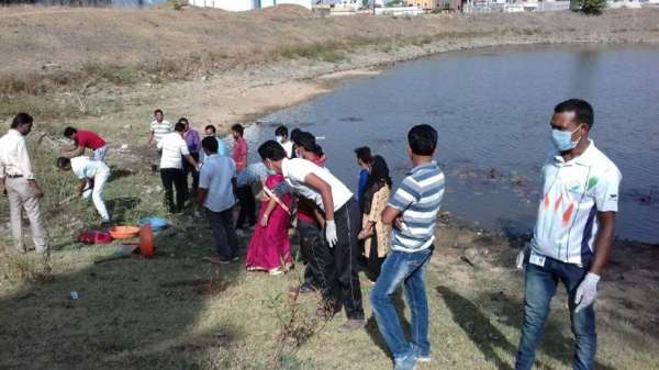 patrika campaign amritam jalam at narmada ghat hoshangabad, mp