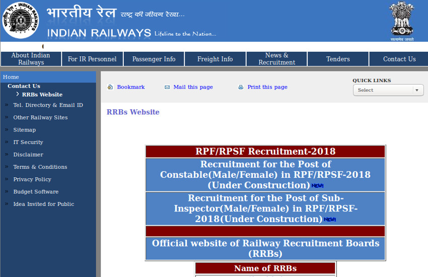 RPF/RPSF Recruitment -2018