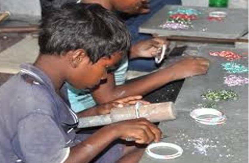 Three child labor free from bangles factory