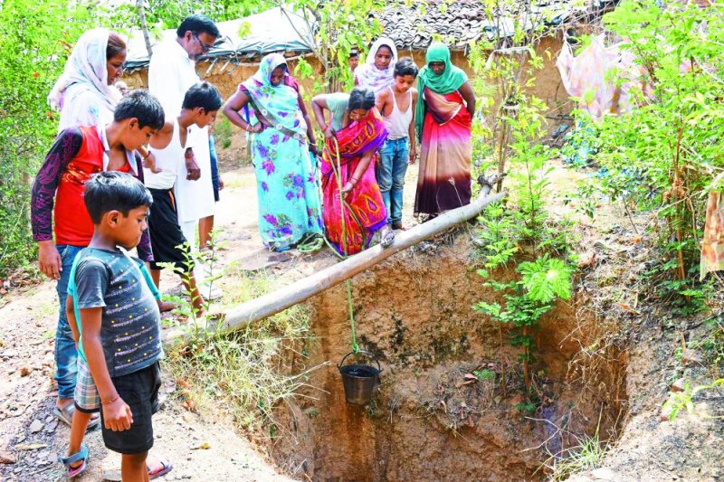 in this area of satna city each home has its own well