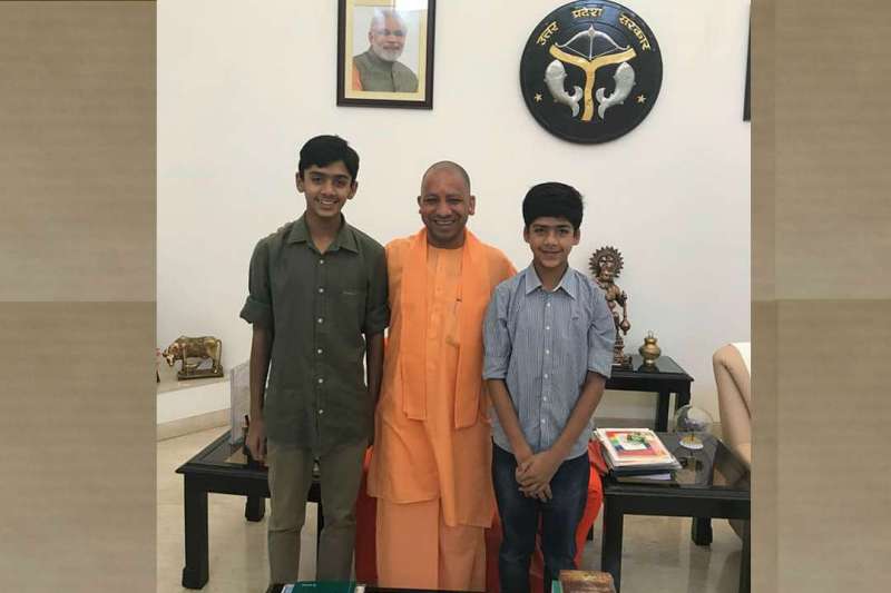 Yogi Adityanath and Raja Bhaiya Son
