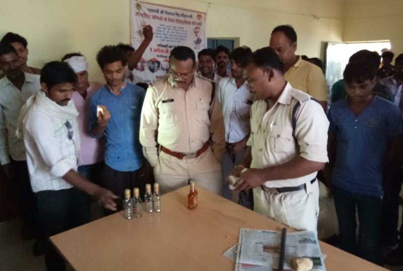 Wine party was doing the party day at the Panchayat Bhavan.