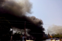 Fire in godown in allahabad