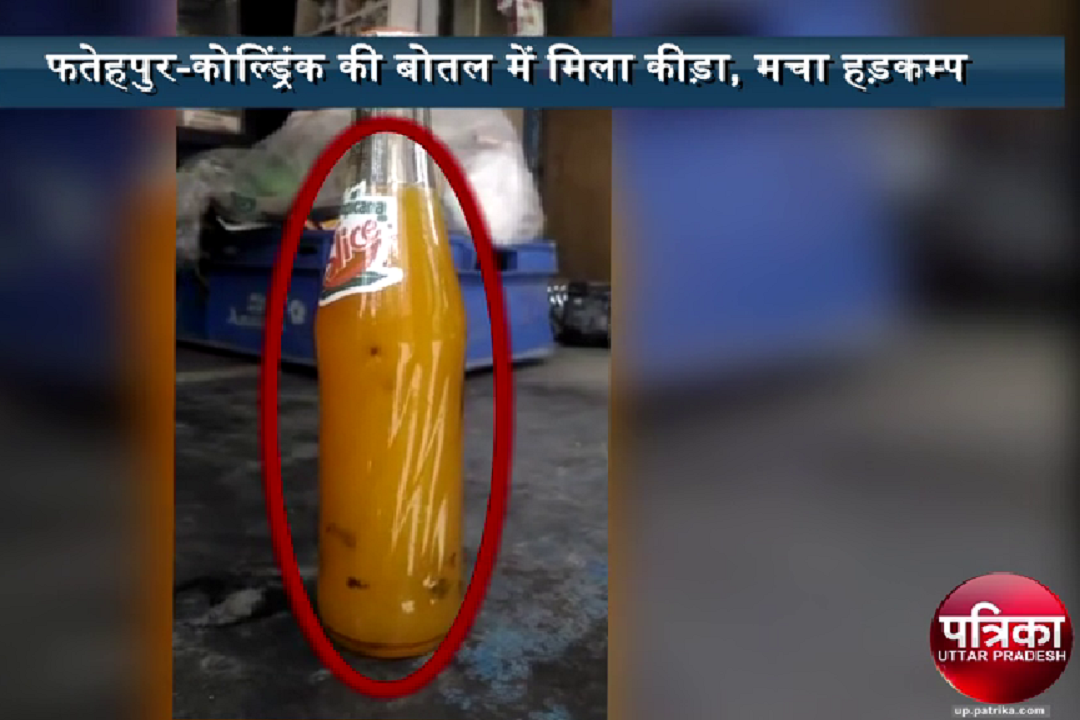 कोल्ड्रिंक की बोतल में मिला कीड़ा, मचा हड़कम्प