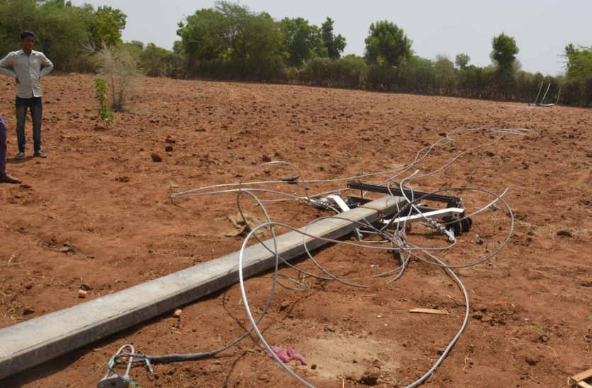 Villagers protested about the power line in bhilwara