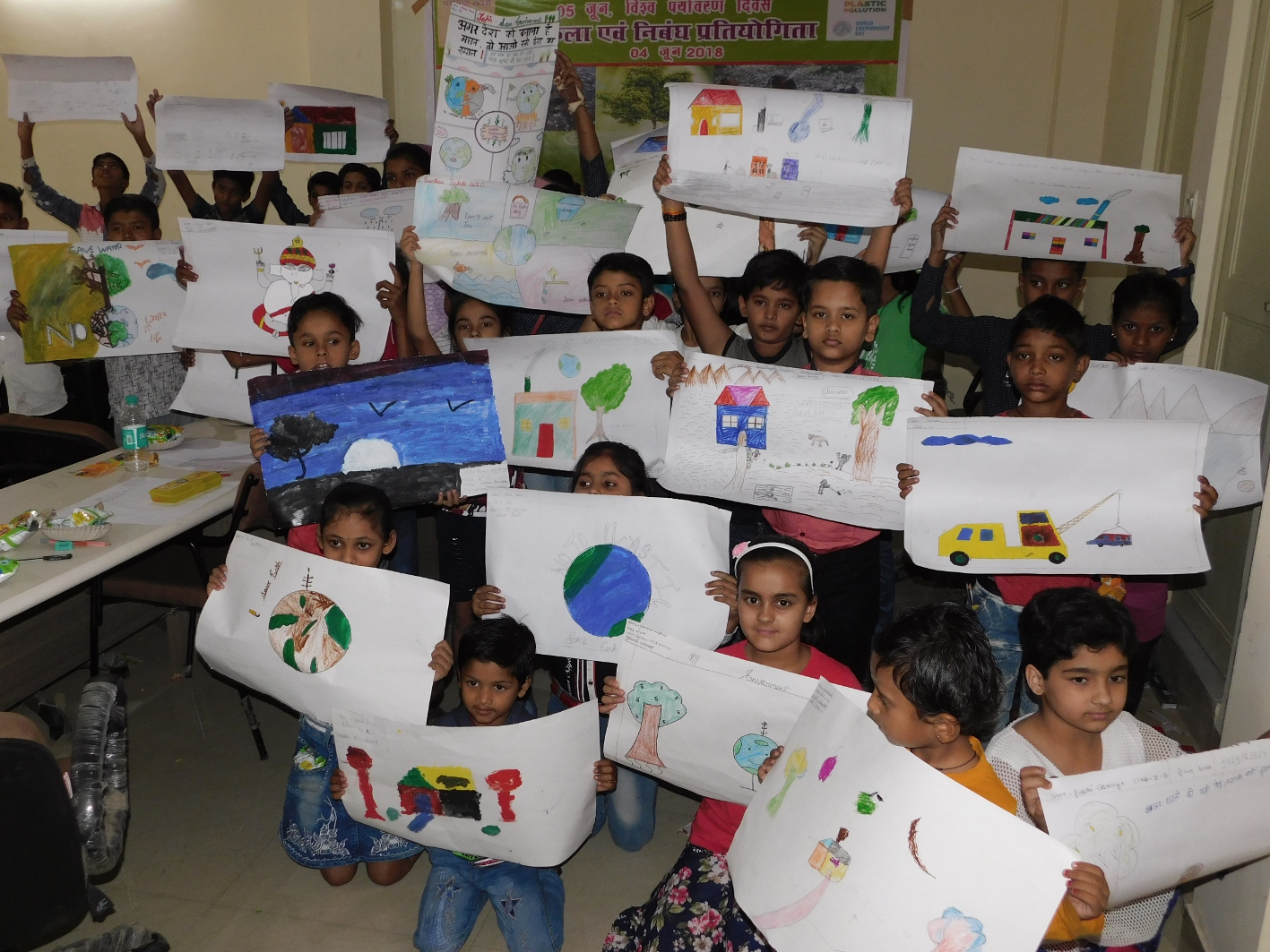 Children crafted on paper for environmental protection