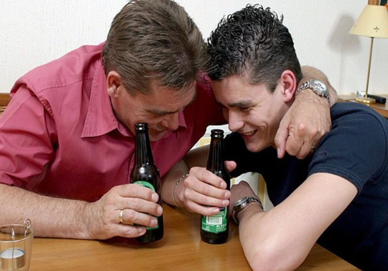 Father son drinking