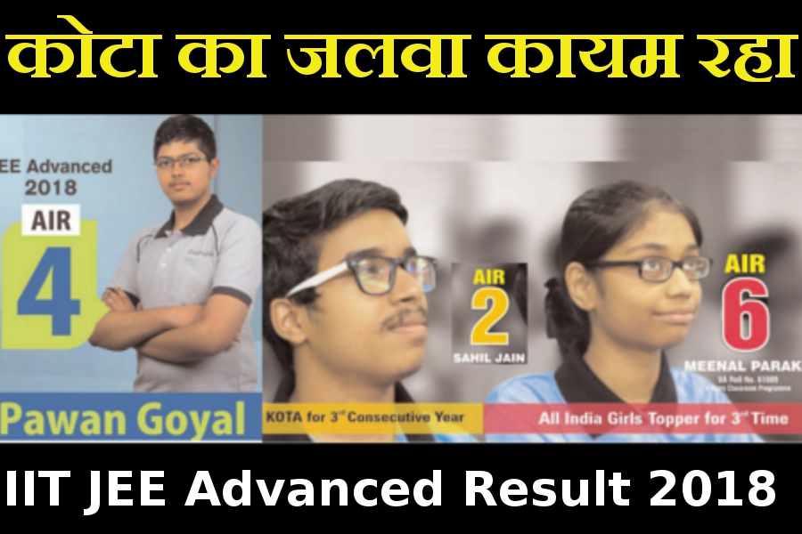 IIT JEE Advanced Result 2018 announced
