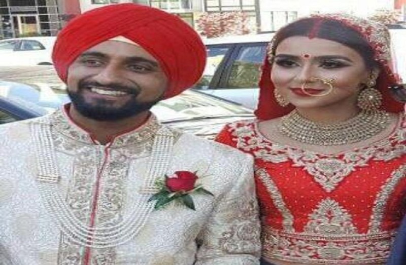 picture of a bride wearing shorts instead of a lehenga