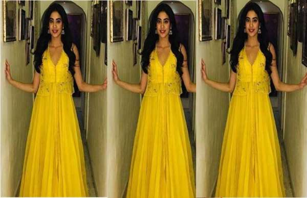 jhanvi kapoor in yellow dress