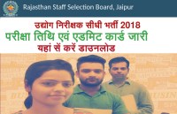 RSMSSB Industry Inspector Exam 2018 Admit Card